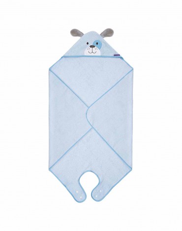 Bamboo Extra Large Apron Baby Bath Towel - Blue Puppy