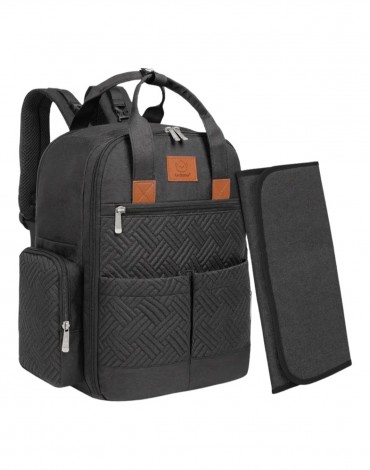Bree Diaper Bag Backpack with Changing Pad in Charcoal