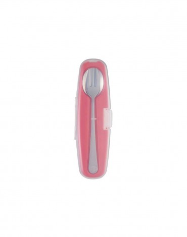 Pink Din Din Smart EZ Grip Spoon and Fork Set with Case