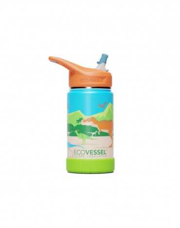 Frost Dino Insulated Stainless Steel Water Bottle with Straw (360 ml)