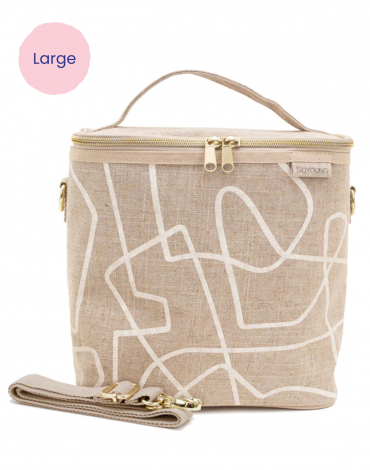 SoYoung Lunch Bag - White Abstract Lines (Large)