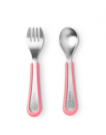 Soufflé Fork & Spoon Set - Taffy Pink - Large