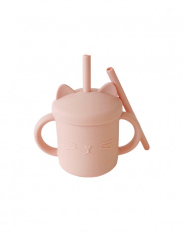 Meow Double Handle Straw Cup - Nude