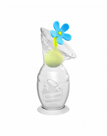 Silicone Breast Pump and Flower Stopper - Blue - 150ml