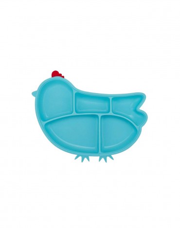 Blue Silicone Suction Divided Chicken Plate