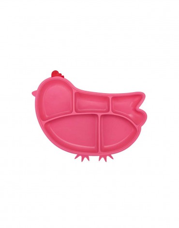 Pink Silicone Suction Divided Chicken Plate