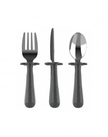 Grey Stainless-Steel Fork, Knife and Spoon Set