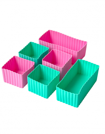 Mini Silicone Bento Cups- Pink and Aqua