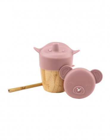 Organic Bamboo Cup with Lids - Blush Pink