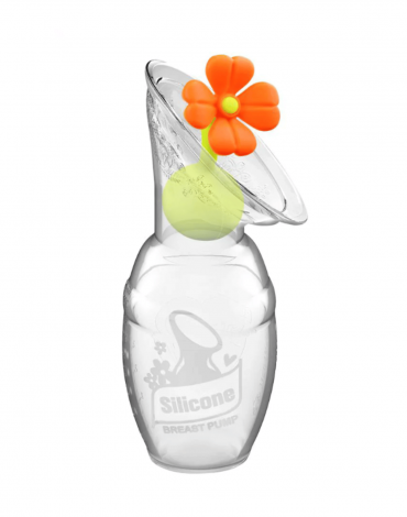 Silicone Breast Pump and Flower Stopper - Orange - 150ml